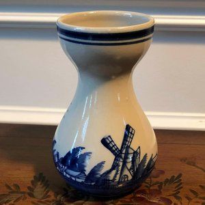 Delft Dutch windmill ceramic vase